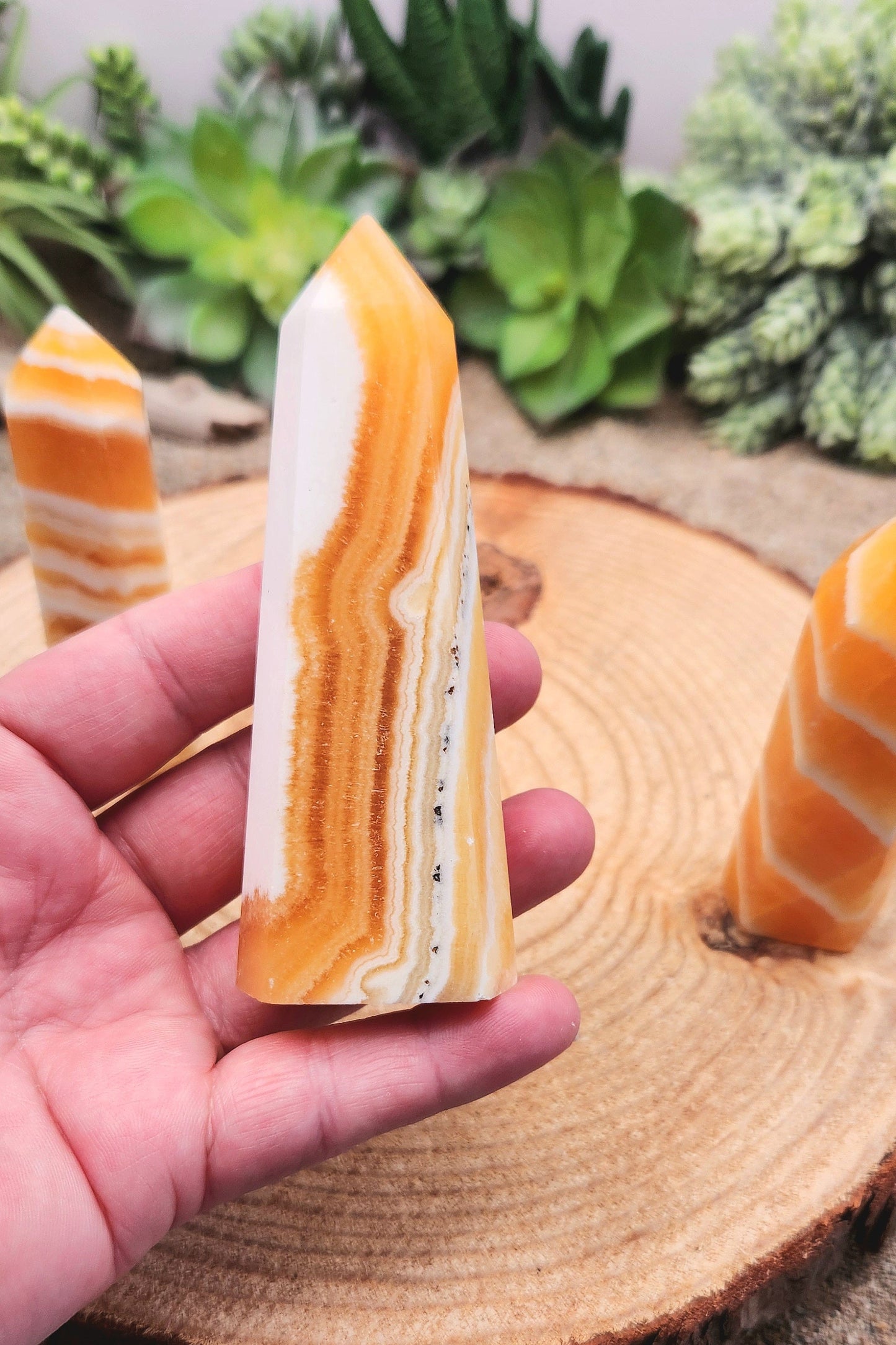 Banded Orange Calcite Tower