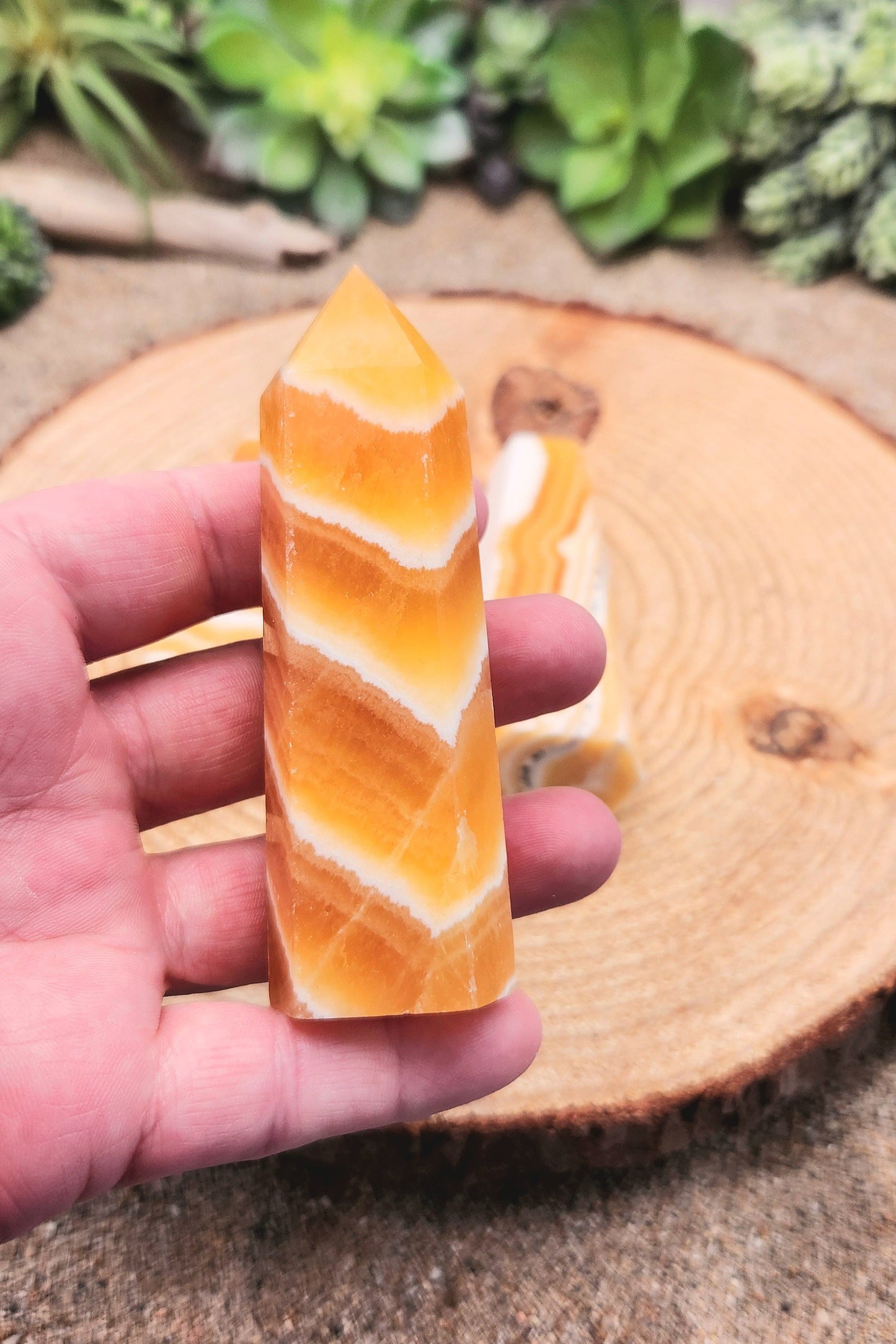 Banded Orange Calcite Tower