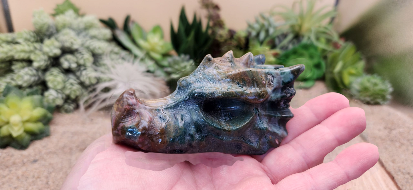Ocean Jasper Dragon Skull