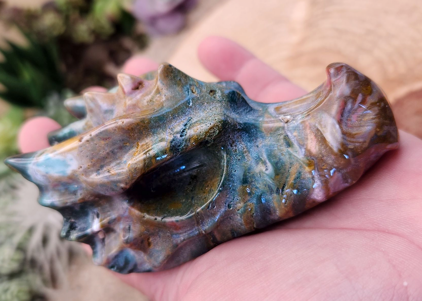 Ocean Jasper Dragon Skull