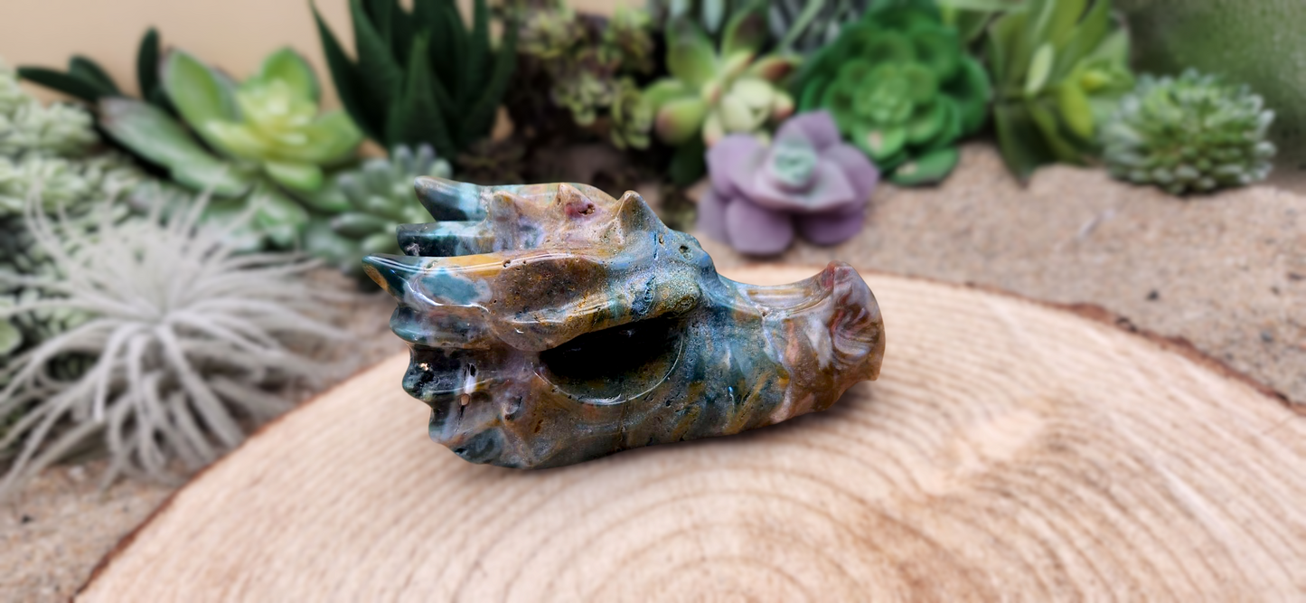 Ocean Jasper Dragon Skull