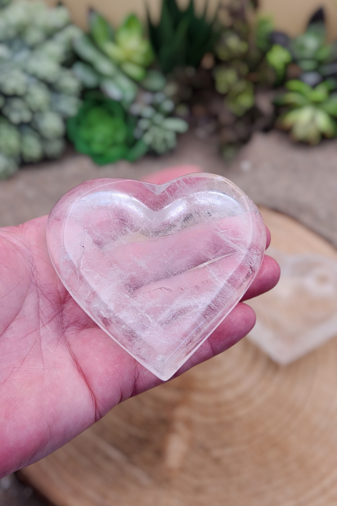 Clear Quartz Heart Shaped Trinket Dish