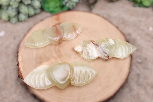 Green Onyx Heart with Wings