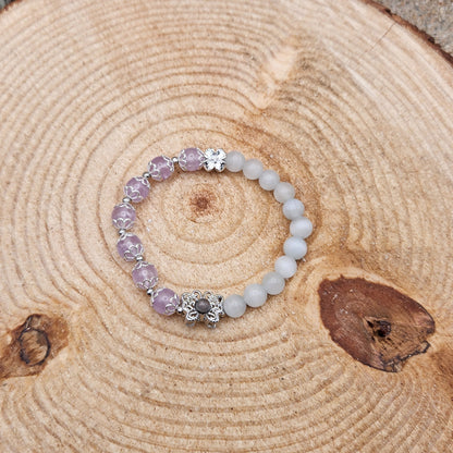 Moonstone and Amethyst Butterfly Bracelet 8mm