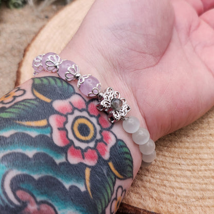 Moonstone and Amethyst Butterfly Bracelet 8mm