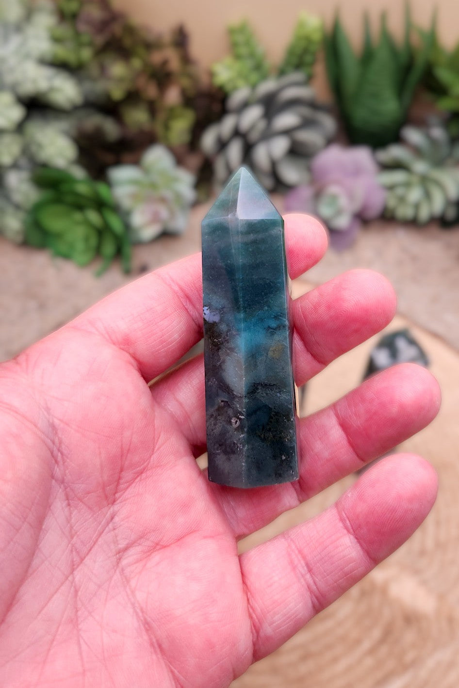 Moss Agate Obelisk