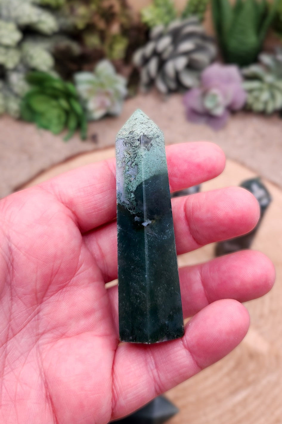 Moss Agate Obelisk