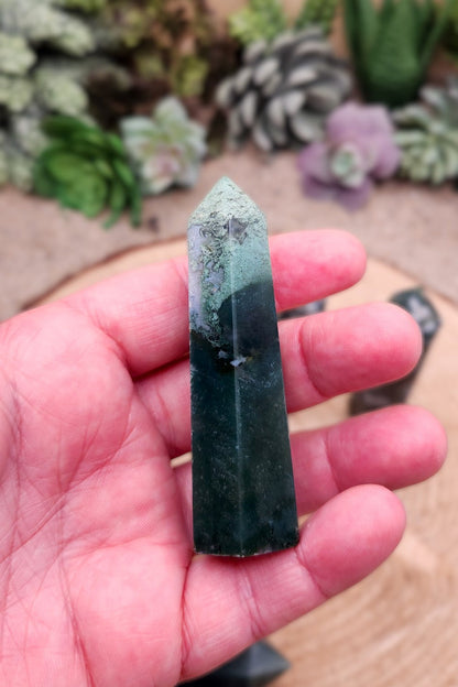 Moss Agate Obelisk