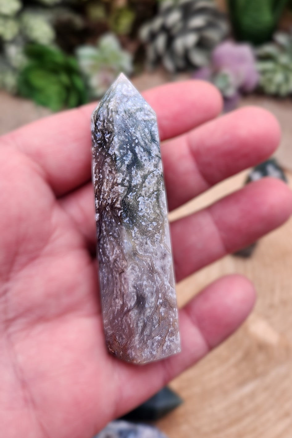 Moss Agate Obelisk