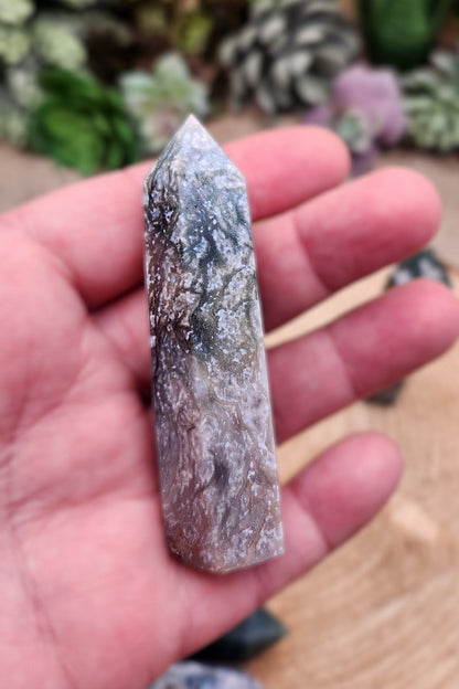 Moss Agate Obelisk