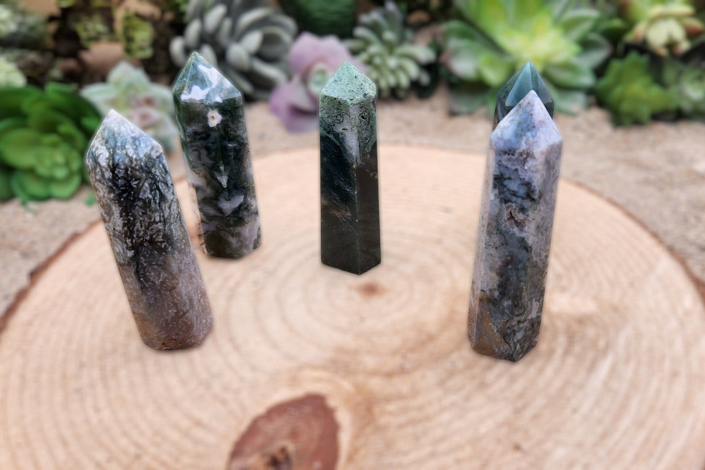 Moss Agate Obelisk