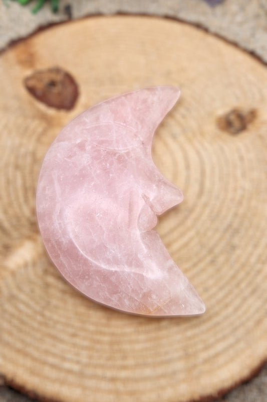 Carved Rose Quartz Crescent Moon