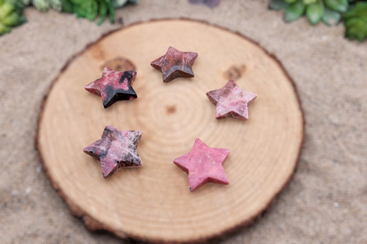 Rhodonite Star Carving