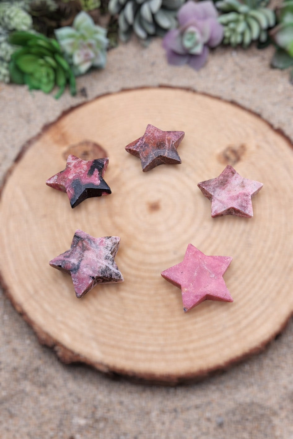 Rhodonite Star Carving