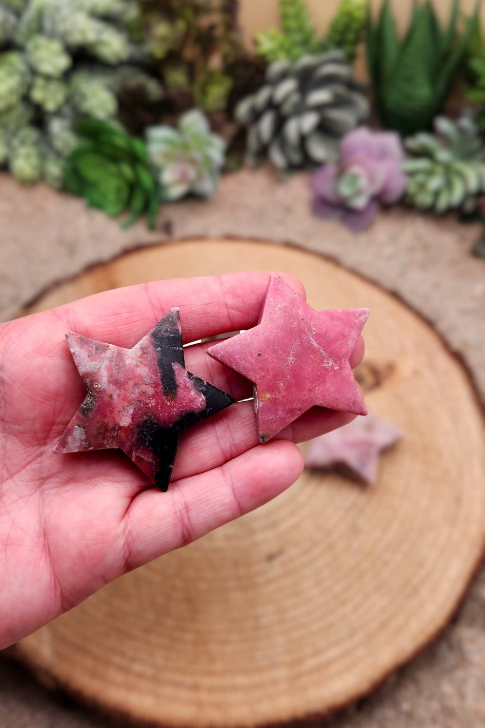 Rhodonite Star Carving