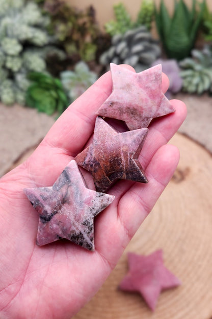 Rhodonite Star Carving