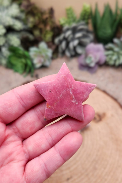 Rhodonite Star Carving