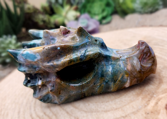 Ocean Jasper Dragon Skull