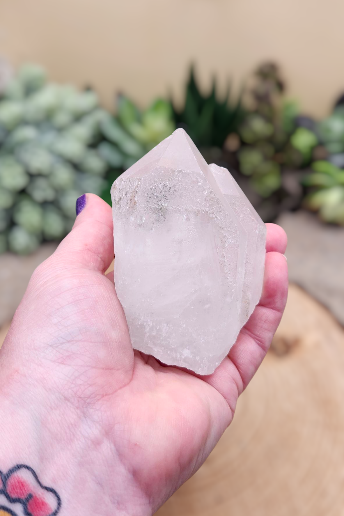 Arkansas Quartz Crystal Point: Etched Raw Clear Quartz 3.75"