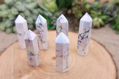 Polished Aura Howlite Tower