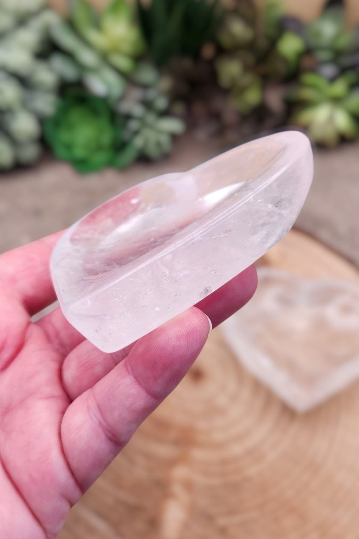 Clear Quartz Heart Shaped Trinket Dish