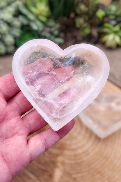 Clear Quartz Heart Shaped Trinket Dish