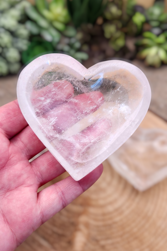 Clear Quartz Heart Shaped Trinket Dish