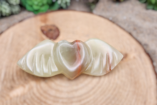 Green Onyx Heart with Wings