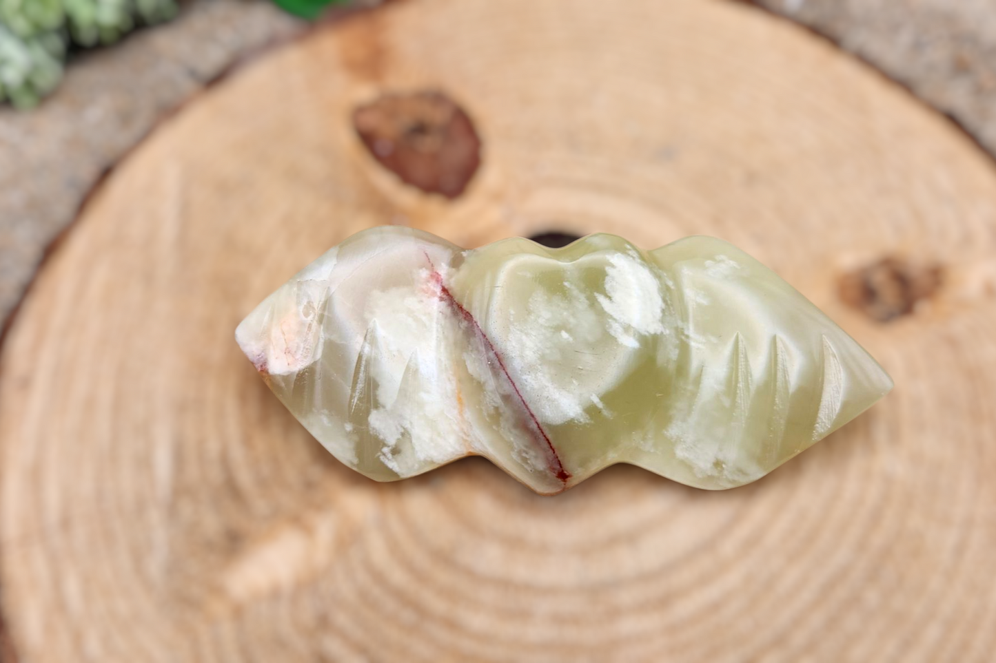 Green Onyx Heart with Wings