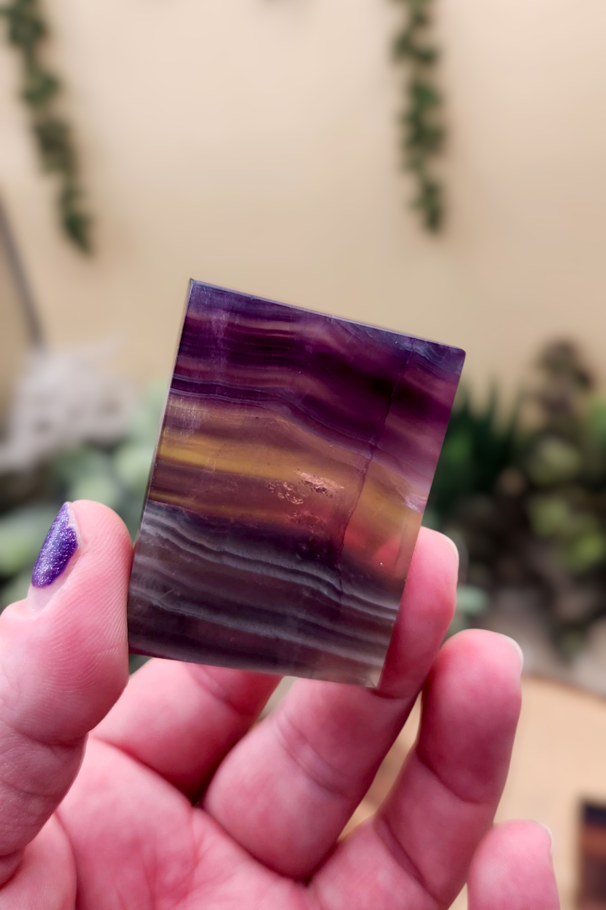 Rainbow Fluorite Slice Slab Carving