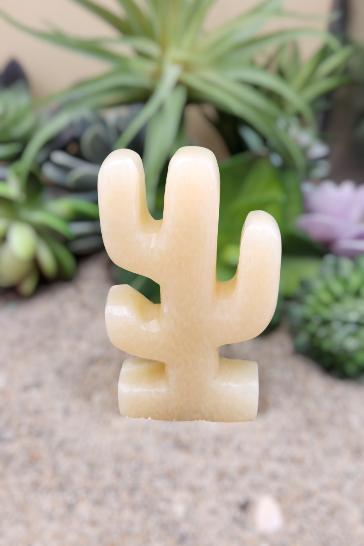Lemon Calcite Cactus Carving