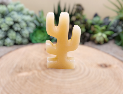 Lemon Calcite Cactus Carving