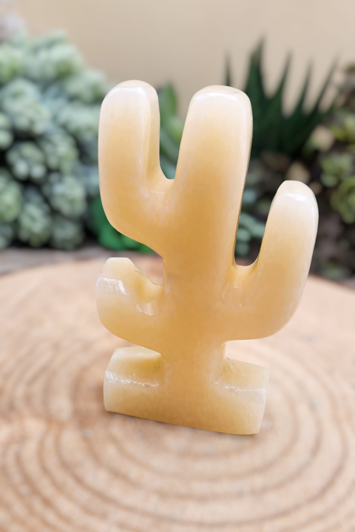 Lemon Calcite Cactus Carving