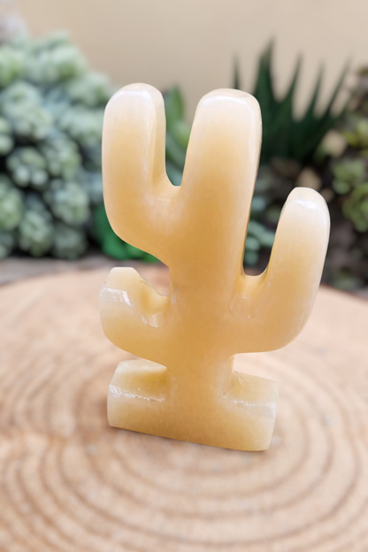Lemon Calcite Cactus Carving