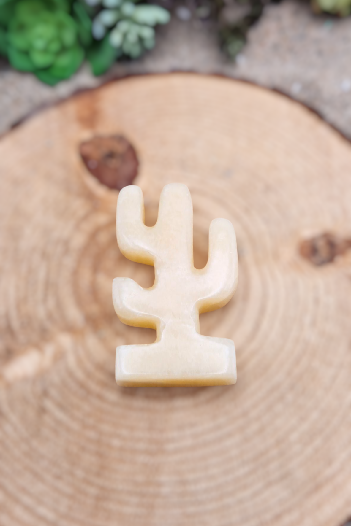 Lemon Calcite Cactus Carving