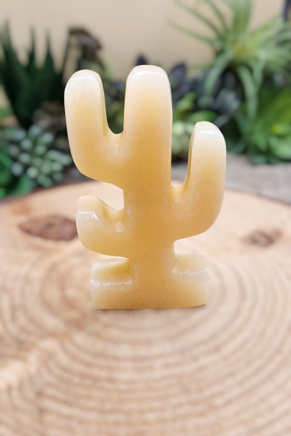Lemon Calcite Cactus Carving