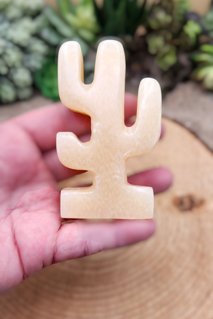 Lemon Calcite Cactus Carving
