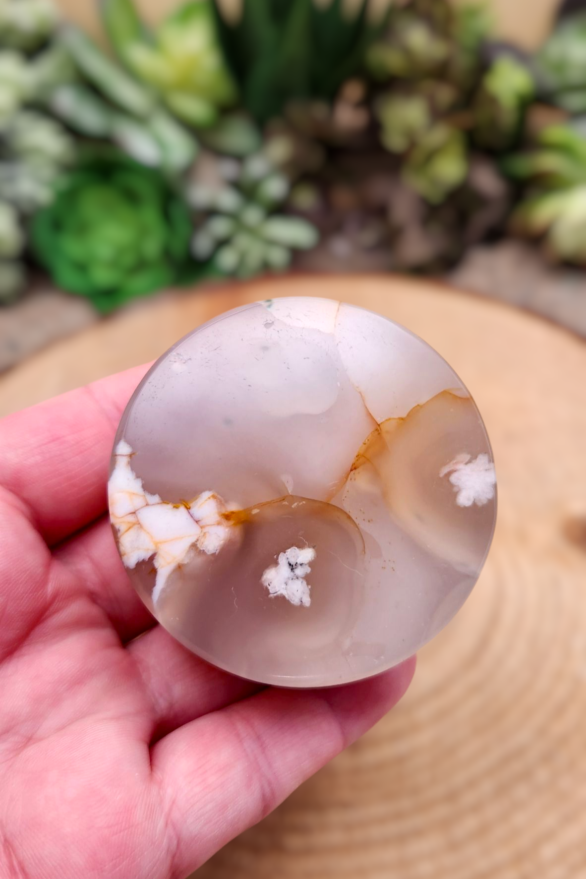 Blossom Agate Crystal Disc