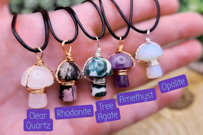 Gemstone Mushroom Necklace