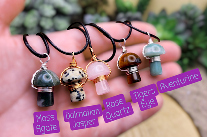 Gemstone Mushroom Necklace