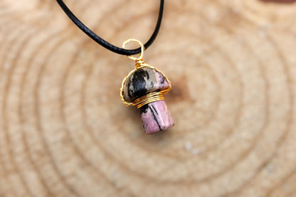 Gemstone Mushroom Necklace